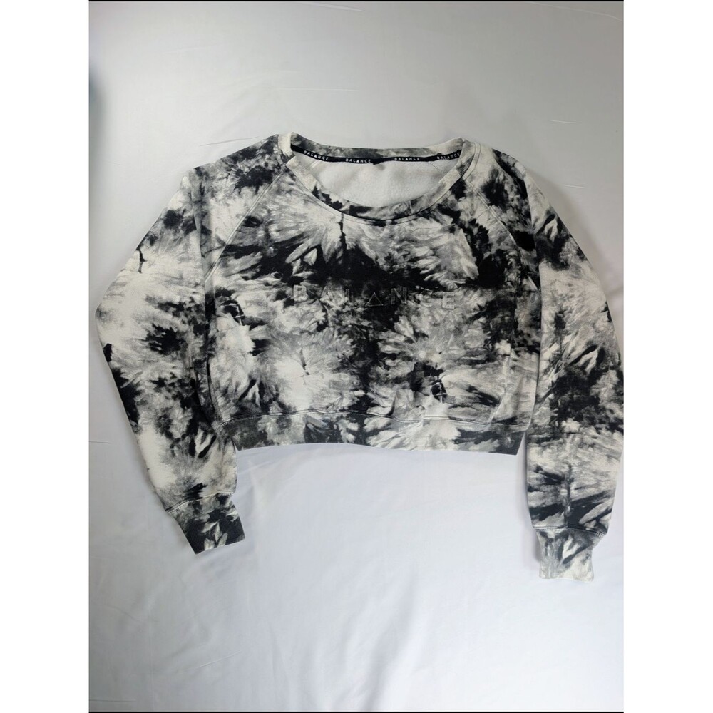 Balance Collection Black & White Tie-Dye Cropped Sweatshirt